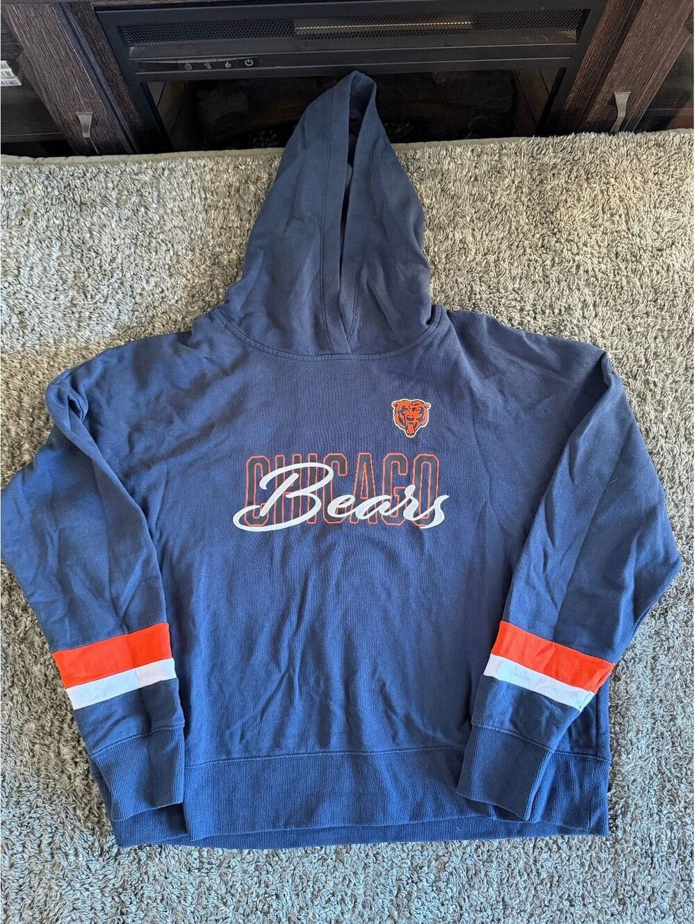NFL Team Apparel Chicago Bears Navy Blue Hoodie Sweatshirt Size Large